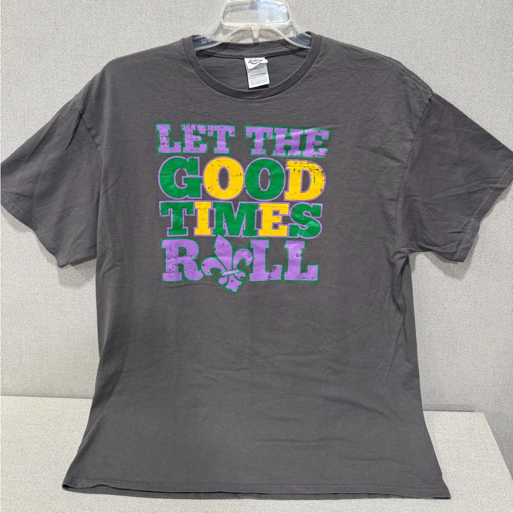 Y2K Mardi Gras Graphic Tee Let the Good Times Roll‎ Delta Pro tag 100% Cotton XL